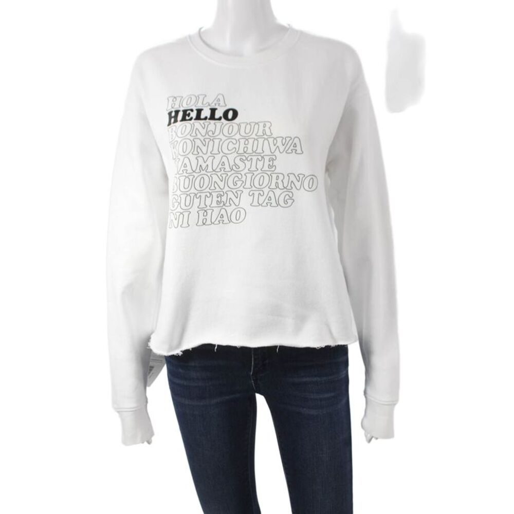 Betsey Johnson Women Pullover Cotton Crew Neck White Long Sleeve Size S